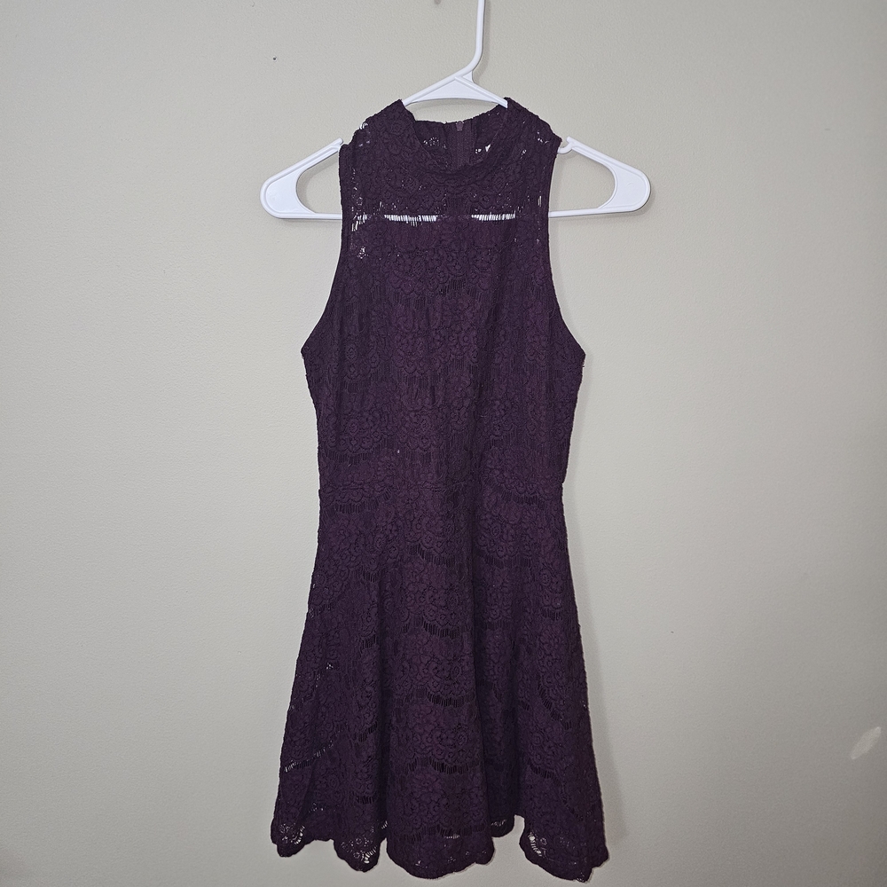 Francesca's Collections Deep Purple Lace Dress
